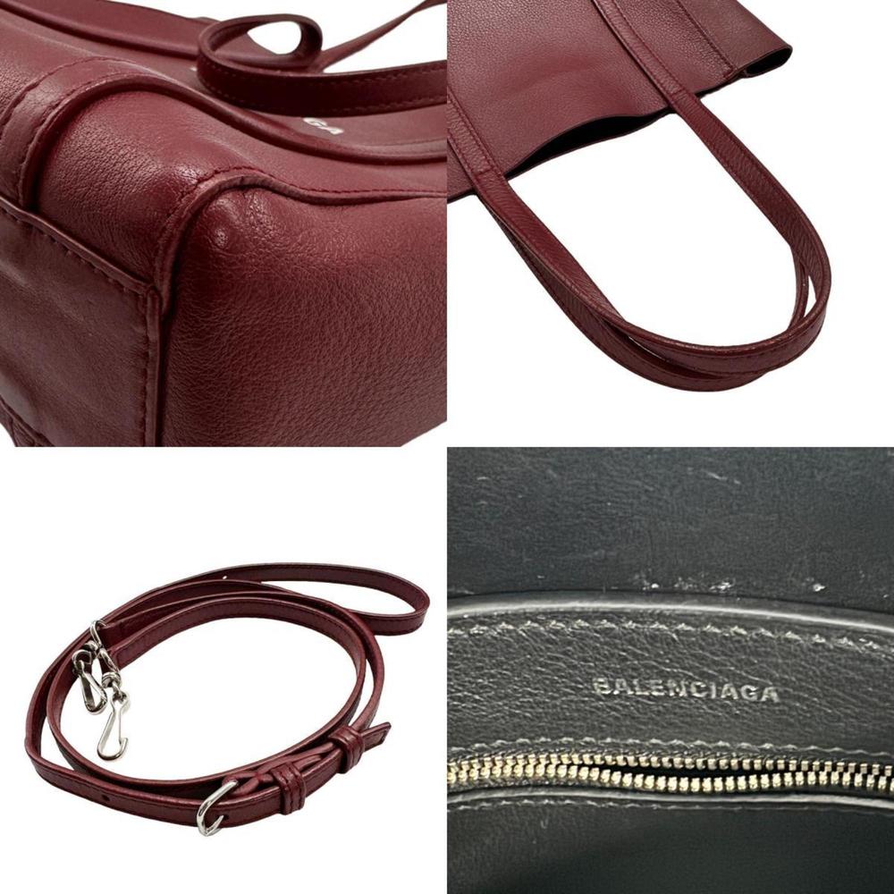 BALENCIAGA Handbag Shoulder Bag Everyday XXS Leather Bordeaux Unisex z0369 - Picture 4 of 5